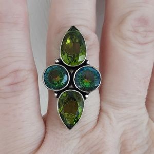 New Green Mystic Topaz 925 Silver Ring.